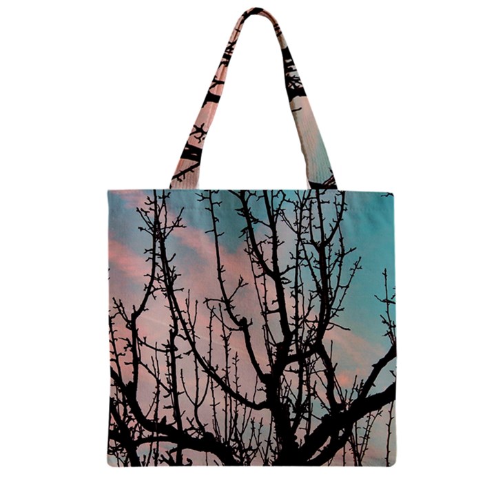 Fruit Tree Silhouette Aesthetic Zipper Grocery Tote Bag