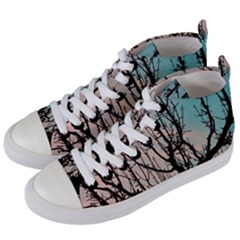 Fruit Tree Silhouette Aesthetic Women s Mid-top Canvas Sneakers by Pakrebo