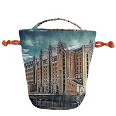 Architecture City Building Travel Drawstring Bucket Bag by Pakrebo