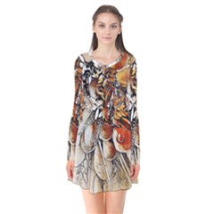 Collage Art The Statue Of Shell Long Sleeve V-neck Flare Dress by Pakrebo