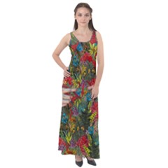 Touch Watercolor Xie Shihong Art Sleeveless Velour Maxi Dress by Pakrebo