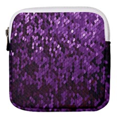 Sequins  White Purple Mini Square Pouch by Pakrebo