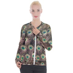 Bird Peacock Tail Feathers Casual Zip Up Jacket by Pakrebo