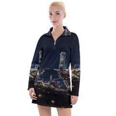 Night City Seoul Travel Korea Sky Women s Long Sleeve Casual Dress