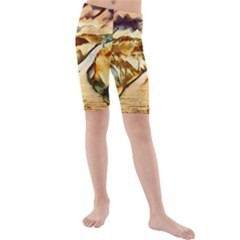 Painting Expressive Colors Texture Kids  Mid Length Swim Shorts