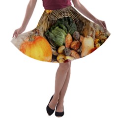 Pumpkin Vegetables Autumn A-line Skater Skirt