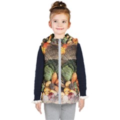 Pumpkin Vegetables Autumn Kids  Hooded Puffer Vest by Pakrebo