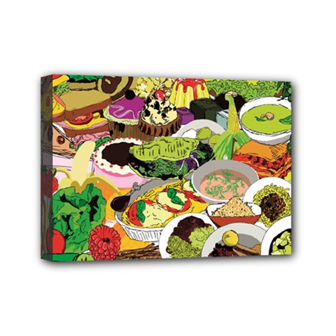 Eat Food Background Art Color Mini Canvas 7  X 5  (stretched) by Pakrebo