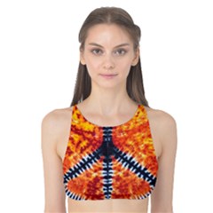 Tie Dye Peace Sign Tank Bikini Top by Pakrebo