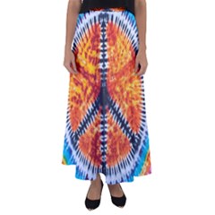 Tie Dye Peace Sign Flared Maxi Skirt