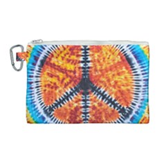 Tie Dye Peace Sign Canvas Cosmetic Bag (large) by Pakrebo