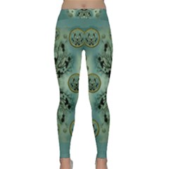 Tree In Golden Meditative Frames Classic Yoga Leggings by pepitasart