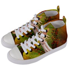 Beautiful Fairy With Wonderful Flowers Women s Mid-top Canvas Sneakers by FantasyWorld7