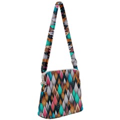 Abstract Triangle Tree Zipper Messenger Bag