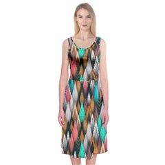 Abstract Triangle Tree Midi Sleeveless Dress