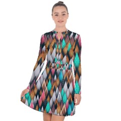 Abstract Triangle Tree Long Sleeve Panel Dress