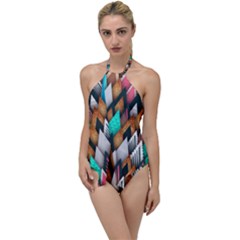 Abstract Triangle Tree Go with the Flow One Piece Swimsuit