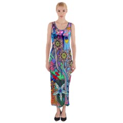 Abstract Forest  Fitted Maxi Dress by okhismakingart