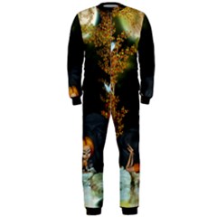 Cute Fairy With Awesome Wolf In The Night Onepiece Jumpsuit (men)  by FantasyWorld7