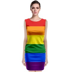 Lgbt Rainbow Pride Flag Sleeveless Velvet Midi Dress