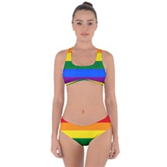 Lgbt Rainbow Pride Flag Criss Cross Bikini Set by lgbtnation