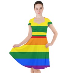 Lgbt Rainbow Pride Flag Cap Sleeve Midi Dress