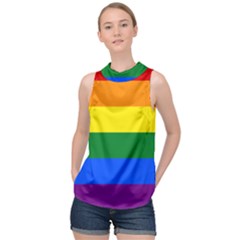 Lgbt Rainbow Pride Flag High Neck Satin Top