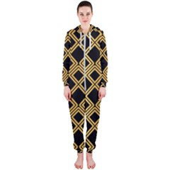 Arabic Pattern Gold And Black Hooded Jumpsuit (ladies)  by Nexatart