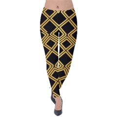 Arabic Pattern Gold And Black Velvet Leggings