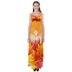 Autumn Background Maple Leaves Bokeh Empire Waist Maxi Dress by Nexatart