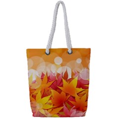 Autumn Background Maple Leaves Bokeh Full Print Rope Handle Tote (small)