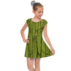 Fern Texture Nature Leaves Kids  Cap Sleeve Dress