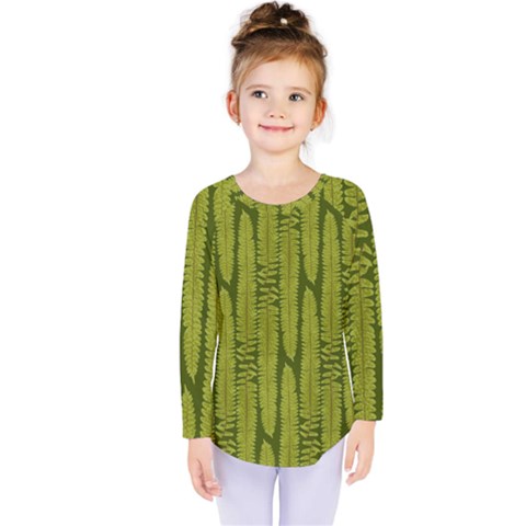 Fern Texture Nature Leaves Kids  Long Sleeve Tee by Nexatart