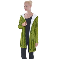 Fern Texture Nature Leaves Longline Hooded Cardigan by Nexatart
