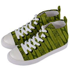 Fern Texture Nature Leaves Women s Mid-top Canvas Sneakers by Nexatart