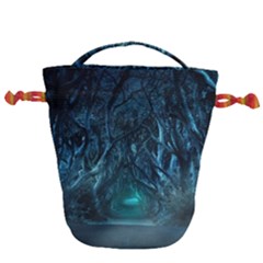 Trees Road Moonlight Avenue Drawstring Bucket Bag