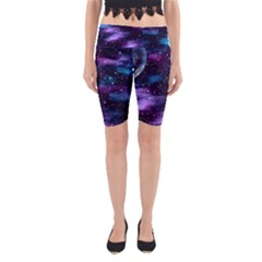 Background Space Planet Explosion Yoga Cropped Leggings by Nexatart