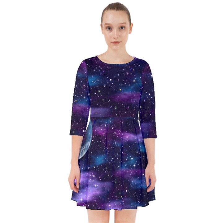 Background Space Planet Explosion Smock Dress