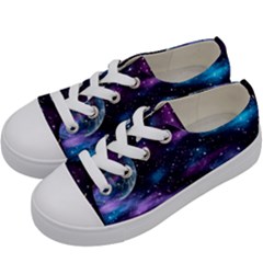 Background Space Planet Explosion Kids  Low Top Canvas Sneakers