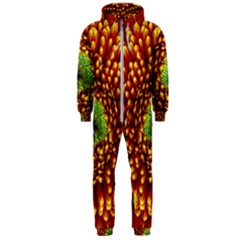 Flower Dahlia Red Petals Color Hooded Jumpsuit (men) 