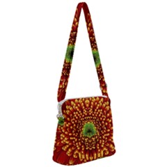 Flower Dahlia Red Petals Color Zipper Messenger Bag by Nexatart