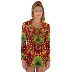 Flower Dahlia Red Petals Color Long Sleeve Hooded T-shirt