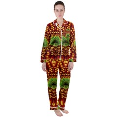 Flower Dahlia Red Petals Color Satin Long Sleeve Pyjamas Set by Nexatart