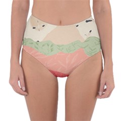 Blush Pink Landscape Reversible High-waist Bikini Bottoms by charliecreates