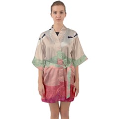 Blush Pink Landscape Quarter Sleeve Kimono Robe by charliecreates