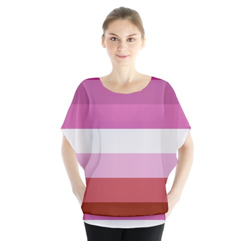 Lesbian Pride Flag Batwing Chiffon Blouse by lgbtnation