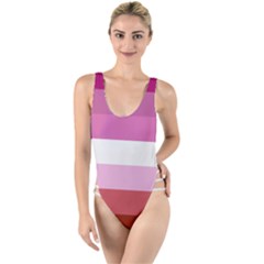 Lesbian Pride Flag High Leg Strappy Swimsuit