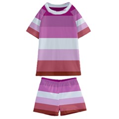 Lesbian Pride Flag Kids  Swim Tee And Shorts Set by lgbtnation