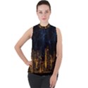 Architecture Buildings City Mock Neck Chiffon Sleeveless Top View1