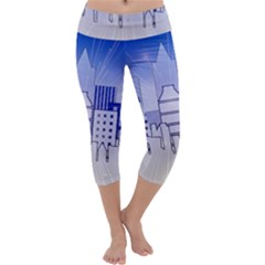 City Architecture Building Skyline Capri Yoga Leggings by Pakrebo